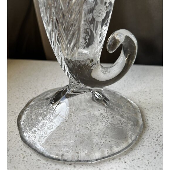 Duncan Miller First Love 8" Etched Cornucopia Vase Vintage Elegant Glass - Picture 4 of 12